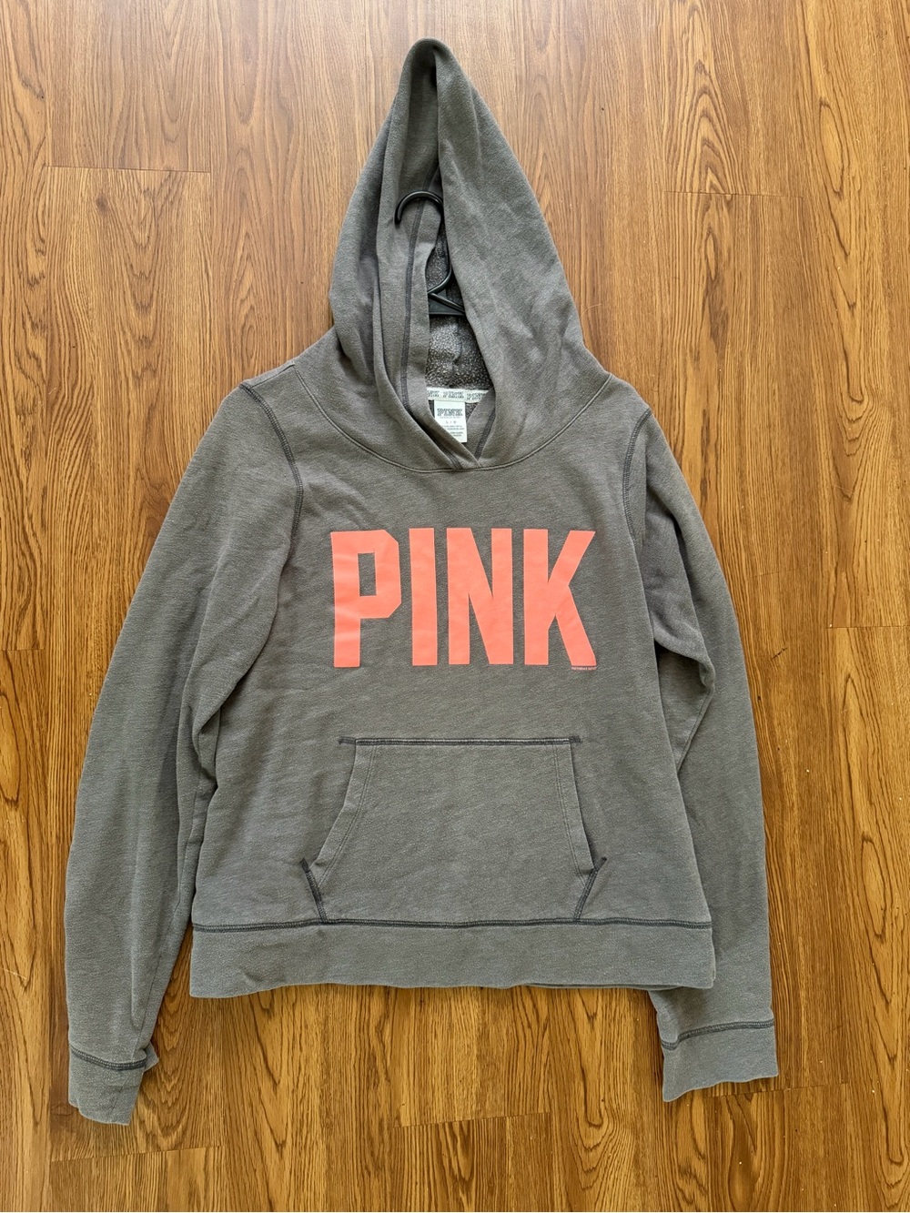 PINK Victoria's Secret Gray Hoodie with Coral Logo